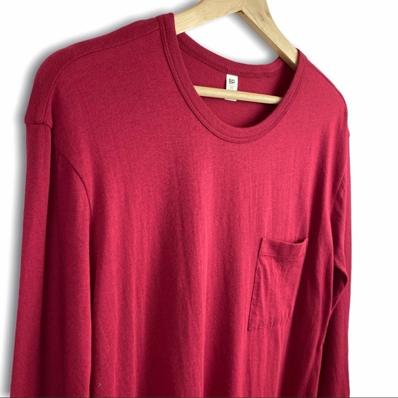 BP. Red Rumba Long Sleeve Crewneck with front Pocket Tee, Size XS, NWT - Picture 3 of 10